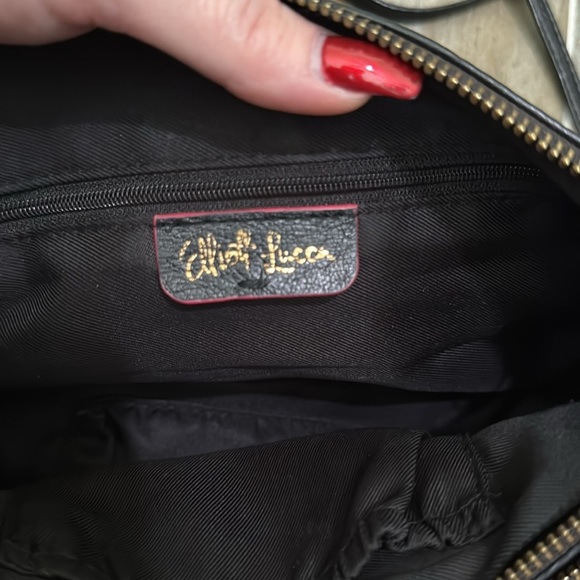 Elliott Lucca Black Leather Crossbody Bag Purse Chain Strap - Picture 6 of 12